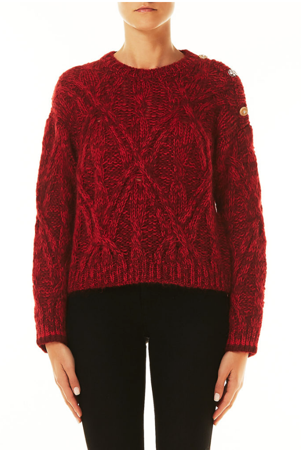 Red Button Sweater.