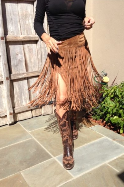 Suede Fringe Skirt.