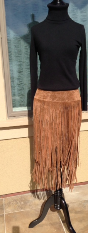 Suede Fringe Skirt.