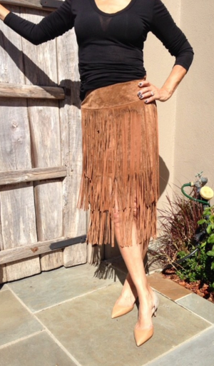 Suede Fringe Skirt.