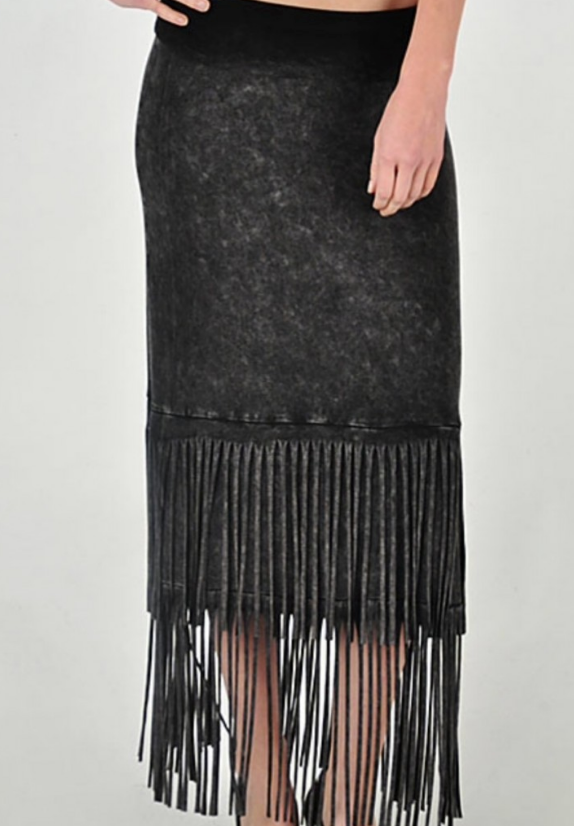 Fringed Cotton Maxi Skirt.