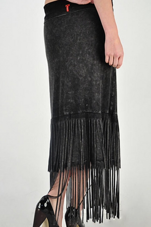 Fringed Cotton Maxi Skirt.