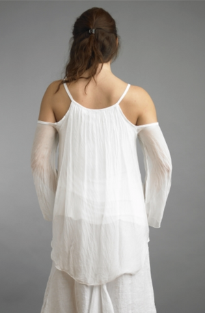 Cold Shoulder Silk Top.